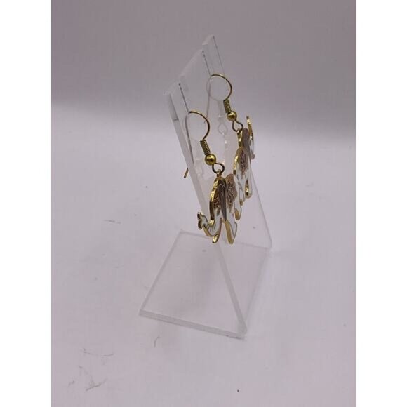 Elephant Shaped Enamel Dangle Earrings With Gold Tone Accents - Picture 4 of 4